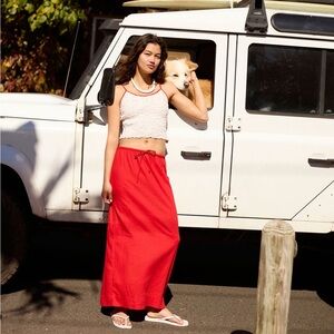 Free People black Drawstring Midi Skirt